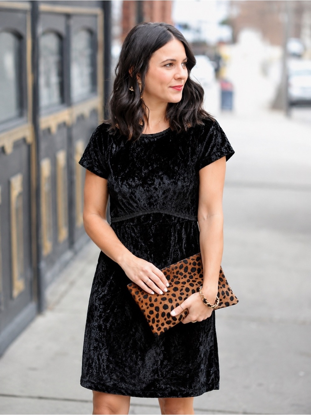 Vintage 1930s–1940s Black Crushed Velvet Dress